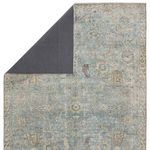 Stag Oriental teal and gold area rug featuring an antique hunting motif with wildlife and floral details in vintage distre...