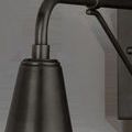 Close-up showing curved arm and top section of Mariner Outdoor Wall Sconce in matt black