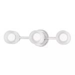 Centerport 3 Light Bath Bracket side view showing round frosted glass shades and sleek round mounting base