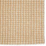 Close-up of chunky weave pattern with visible alternating light gray and beige fibers