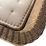 Senna Woven Dining Bench styled in corner nook with round wooden dining table and neutral decor