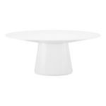 Otago Oval Dining Table with glossy white seamless oval top on a high-gloss lacquer pedestal base
