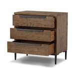 Side perspective with all three drawers open on darker stained Wyeth 3 Drawer Dresser