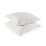 Two ivory cotton linen blend shams stacked, showing thickness and soft fullness
