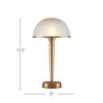 Detailed view of lamp base showing smooth antique brass surface