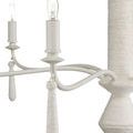 Close-up of decorative twine wrapped drop pendant and slender arm of Donnybrook Chandelier