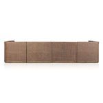 Straight back view of the banquette showing clean edges and woven rattan surface