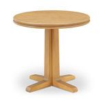 Charles Cafe Table in natural wood with round thick tabletop, double bullnose edge, and four-legged base
