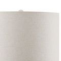 Close-up of beige drum shade fabric with subtle woven threads patterns in off-white color
