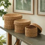 Product Image 3 for Seagrass Round Lidded Baskets, Set Of 3 from Napa Home And Garden