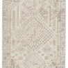 Handwoven Arlowe rug with light brown and pink medallion geometric tribal pattern on soft textured wool and bamboo rayon