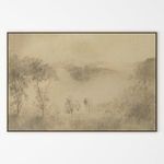 Along Side You painting featuring atmospheric Texas Hill Country landscape in light, earthy muted tones framed in vertical...