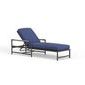 Pietra Chaise in matte Graphite aluminum frame with adjustable back and plush blue cushions