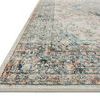 Low-angle side view highlighting rug’s thin profile and tightly woven edge seaming