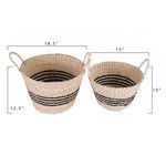 Product Image 6 for Beige Seagrass Basket Set With Black Stripes & Handles from Creative Co-Op