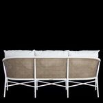 Back view of Havana Euro sofa revealing full cane panel with white frame and supporting crossbars