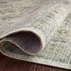 Side view of the rolled edge of the Skye Natural Sage rug illustrating softness and texture