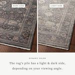 Close-up of Lyra Ink rug corner with detailed traditional floral patterns and subtle fringe