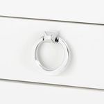 Polished silver finish metal ring pull handle variant on Polo side table drawer