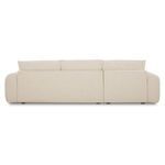 Back view of Berga sectional showing clean fabric lines and cushion tops