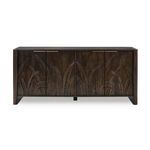 Front view of Ledro buffet highlighting symmetrical door design and centered carved foliage pattern