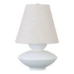 Pearl white Dell table lamp with an abstract, organic base and a classic textured shade