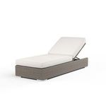 Side view of chaise with backrest adjusted at middle position, showing smooth lines and cushion profile