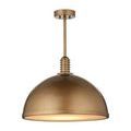 Cupola Medium Pendant with mid-century dome shape and ribbed stem in antique brass finish