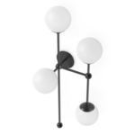 Armstrong 4 R Sconce viewed from top angle highlighting spherical globes and black metal rod construction