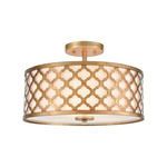 Product Image 1 for Arabesque 3 Light Semi Flush In Bronze Gold With White Fabric Shade from Elk Lighting