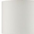 Close-up of beige fabric drum lampshade with visible subtle texture