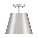 top angle showing brushed nickel canopy and shade top of 1-light ceiling fixture