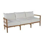 Santa Barbara Natural N-dura Sofa showing a front view with light wood frame and white cushions