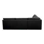 Straight rear view emphasizing solid back and boxy frame of charcoal outdoor sectional