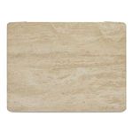Close-up of travertine tabletop surface showing natural stone texture and color variation