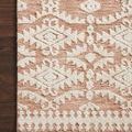 Rug corner laying on dark wood floor highlighting pattern and color contrast