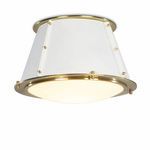 French Maid Flush Mount illuminated, showing warm light from frosted glass diffuser