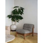 Pierce Accent Chair styled in room corner with potted plant, yellow rug, and warm natural lighting