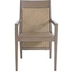 Straight front view of Savannah Arm Chair with woven raffia seat and back panels, no cushion