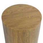 Top view showing circular table surface with visible energetic wood grain pattern