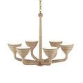 View showing ceiling plate with brass finish attached to abaca rope wrapped chain and stem