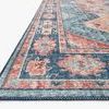 Close-up angled view of Skye Turquoise Terracotta Rug showing detailed floral border and woven texture