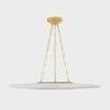 Side profile of chandelier highlighting flat disc shape and thin profile