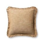 20x20 inch rust red square throw pillow with pleated raw-edge flange and heathered texture