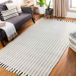 Product Image 3 for Reliance Hand-Woven Striped Wool Black / Light Gray Rug  - 8' x 10' from Surya