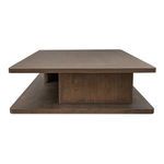 Repeating front view highlighting the table’s geometric pillar base and low profile design