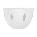 Side view with smooth rounded lip and visible cut outs highlighting bowl’s thickness