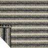 Reversible side of rug showing reversed color pattern with grey background and black horizontal brushstrokes