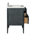 Open top and bottom drawers revealing natural wood inner finish and divider inside top drawer