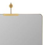 Close-up of gold metallic wall mount and supporting rod connecting to top edge of Faith Square Wall Mirror
